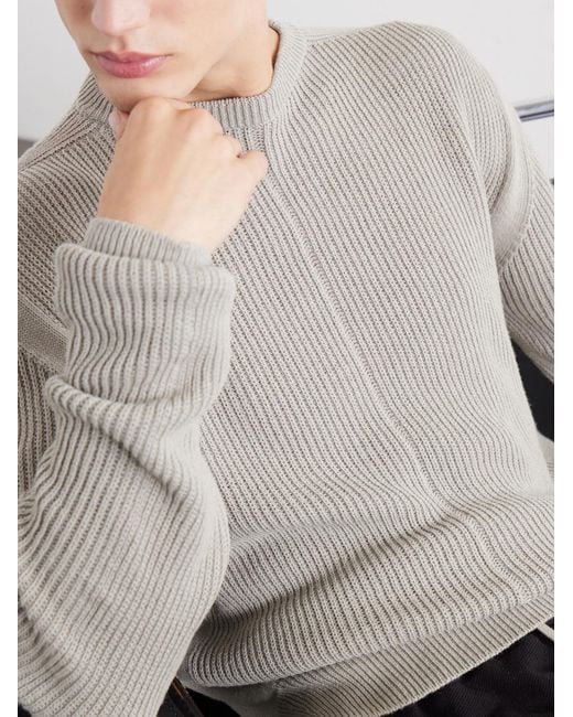 Rick Owens Gray Fisherman Virgin Wool Sweater for men