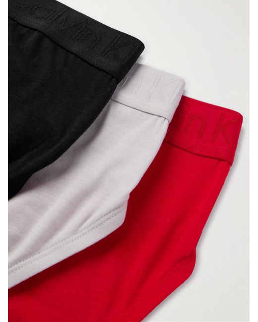Calvin Klein Red Three-pack Stretch Lyocell-blend Briefs for men