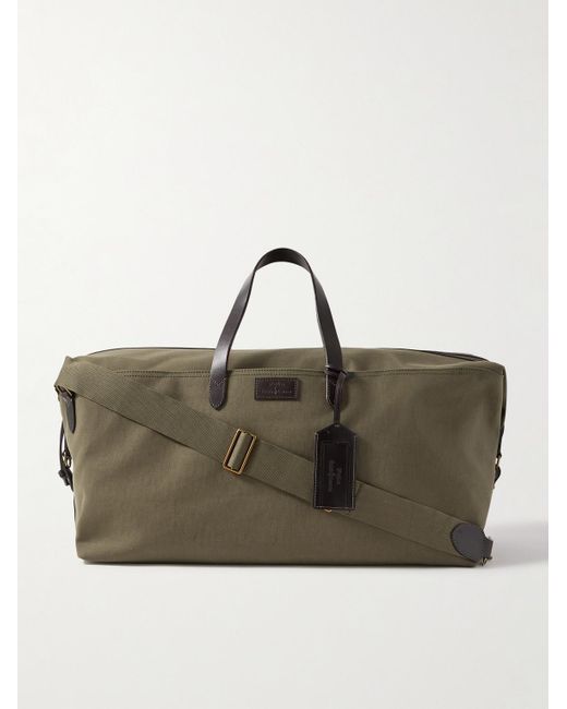 Polo Ralph Lauren Green Leather-Trimmed Canvas Duffle Bag for men