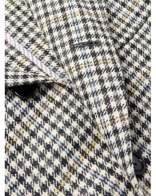 Thom Browne Gray Checked Wool-Tweed Coat for men