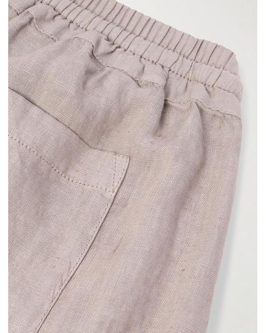 Fedeli Gray Vico Straight-Leg Linen Drawstring Shorts for men