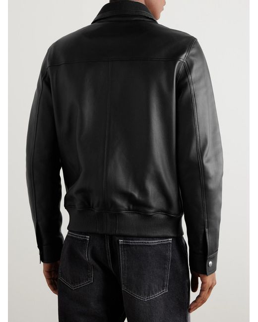 Mr P. Black Leather Blouson Jacket for men