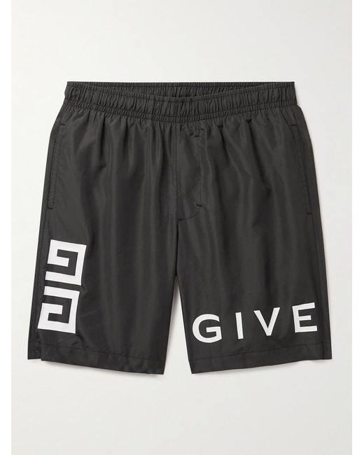 Givenchy Black Straight-Leg Long-Length Logo-Print Swim Shorts for men