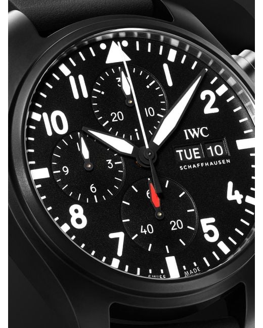 Iwc Black Pilot's Watch Automatic Chronograph 41mm Ceramic And Rubber Watch for men