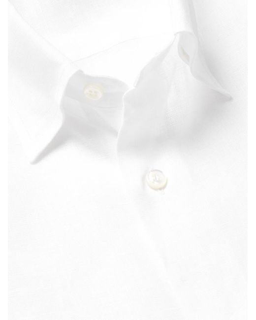 Brioni White Button-down Collar Linen Shirt for men