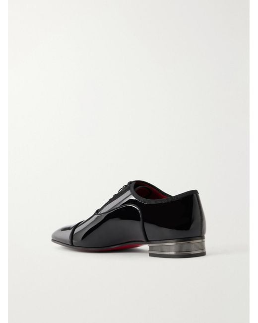 Christian Louboutin Black Greggo Patent-Leather Oxford Shoes for men