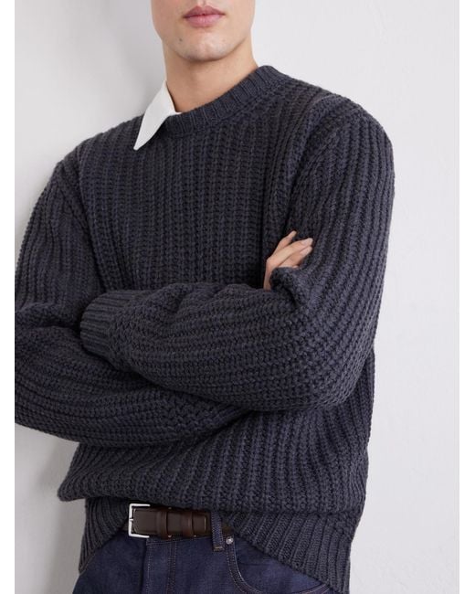 A.P.C. Blue Ron Ribbed Wool Sweater for men