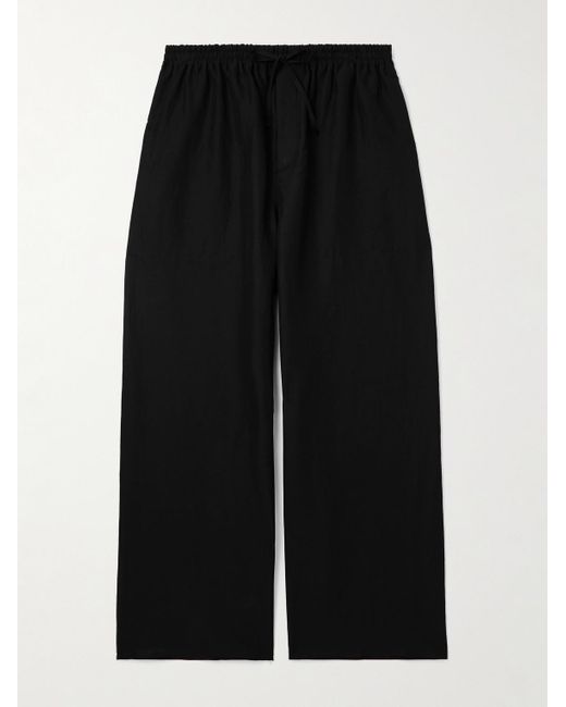 Loewe Black Paula's Ibiza Wide-leg Cropped Woven Drawstring Trousers for men