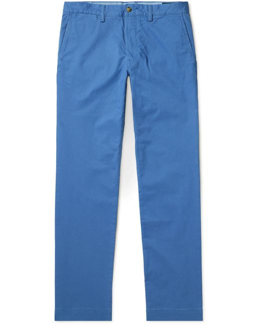 Polo Ralph Lauren Blue Slim-fit Embroidered Cotton-blend Twill Chinos for men