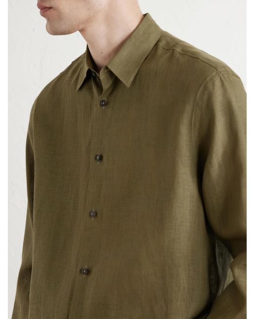 Paul Smith Green Linen-Twill Shirt for men