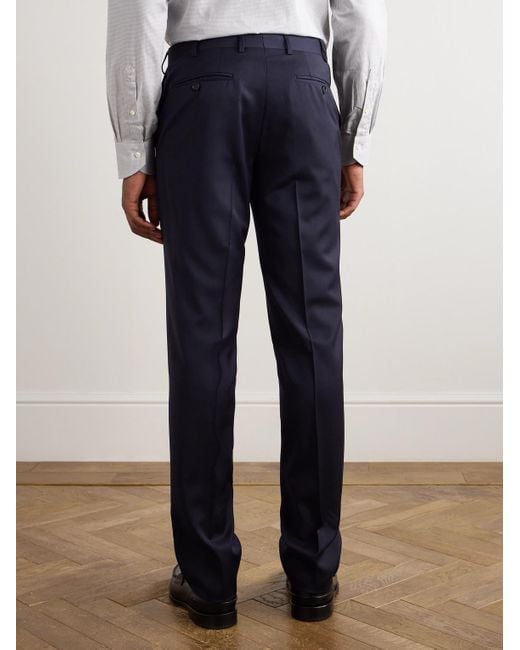 Canali Blue Slim-Fit Straight-Leg Super 130S Wool-Twill Suit Trousers for men
