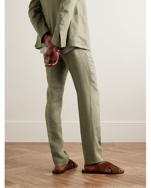 Zegna Green Slim-fit Oasi Lino Twill Suit Trousers for men