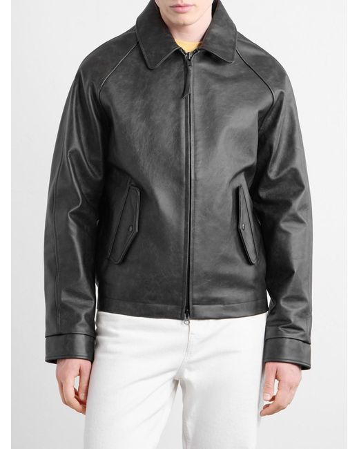 Golden Bear Gray The Dunbear Leather Bomber Jacket for men