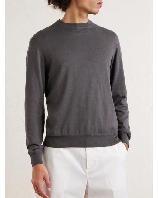 Altea Gray Cotton And Cashmere-Blend Sweater for men