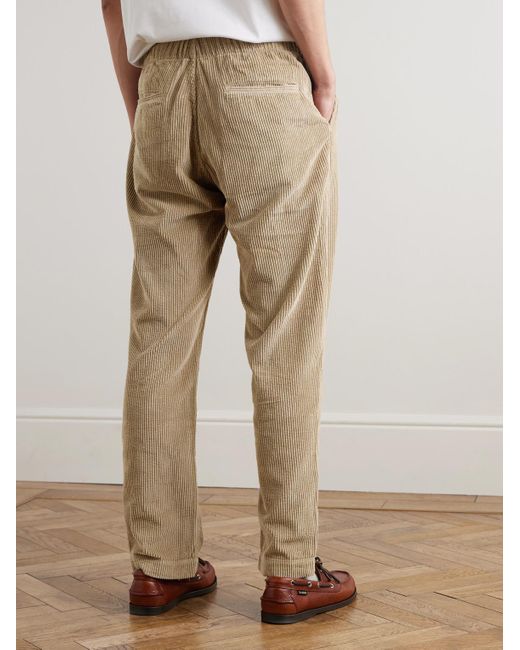 Hartford Natural Joggy Straight-Leg Cotton-Corduroy Drawstring Trousers for men