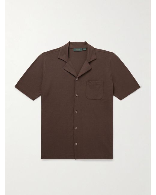 Slowear Brown Zanone Camp-Collar Cotton-Jersey Shirt for men