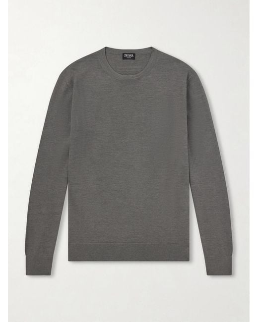 Zegna Gray Cashmere And Silk-Blend Sweater for men