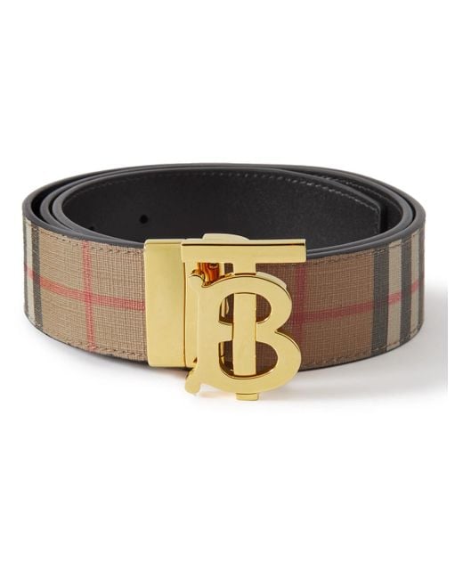 Burberry 3.5cm Reversible Checked E-canvas And Leather Belt in