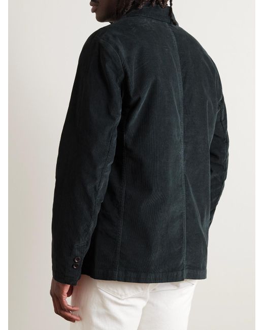 Mr P. Black Garment-dyed Stretch Organic Cotton-needlecord Blazer for men