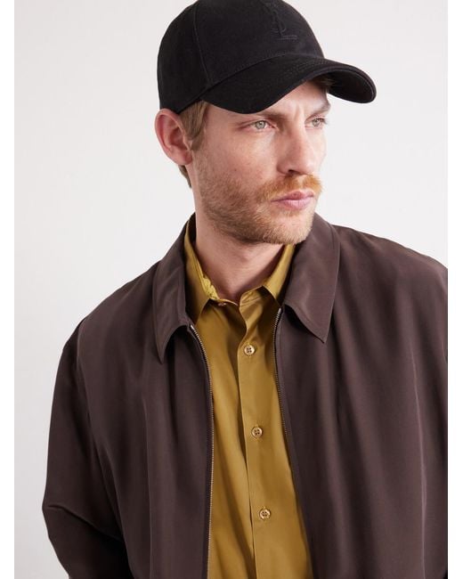 Saint Laurent Black Logo-debossed Cotton-twill Baseball Cap for men