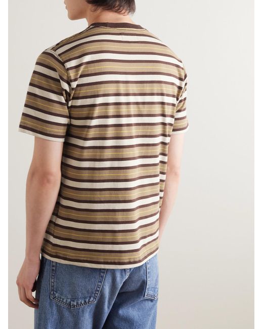 Beams Plus Brown Striped Cotton-jersey T-shirt for men