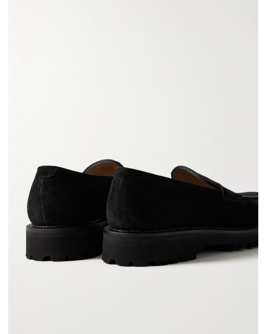 John Lobb Black Lopez New Standard Suede Penny Loafers for men