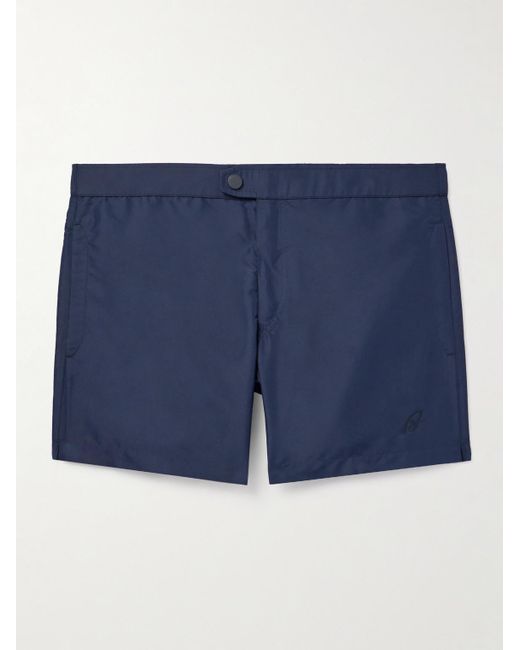 Shorts da mare medi slim-fit con logo ricamato di Brioni in Blue da Uomo