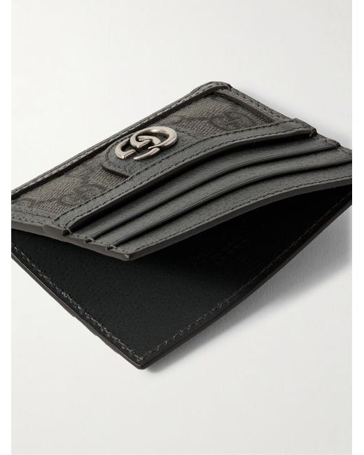 Gucci Black Ophidia Monogrammed Coated-canvas And Leather Cardholder for men