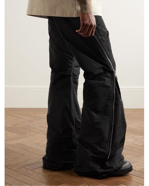 Rick Owens Bolan Banana schmal geschnittene ausgestellte Hose aus Faille mit Reißverschlüssen in Black für Herren
