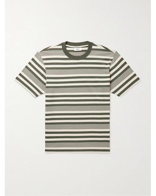 NN07 Gray Adam 3461 Striped Stretch Modal And Cotton-blend Jersey T-shirt for men