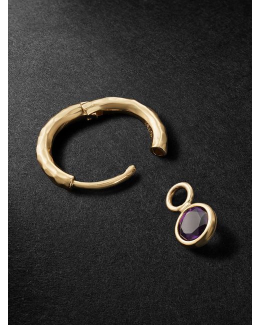 Octavia Elizabeth Black Nesting Gem Amethyst Single Hoop Earring for men