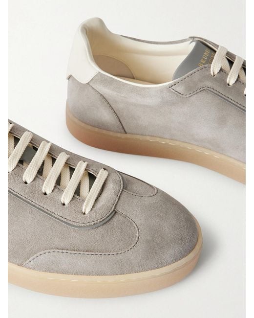 Brunello Cucinelli White Coda Di Rondine Suede Sneakers for men