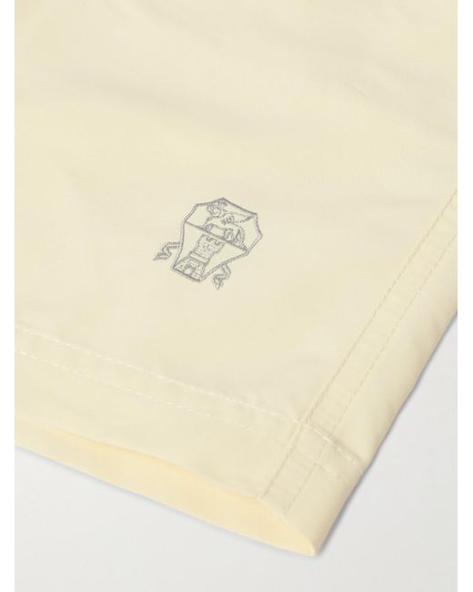 Shorts Da Mare Medi A Gamba Dritta Con Logo Ricamato di Brunello Cucinelli in Natural da Uomo