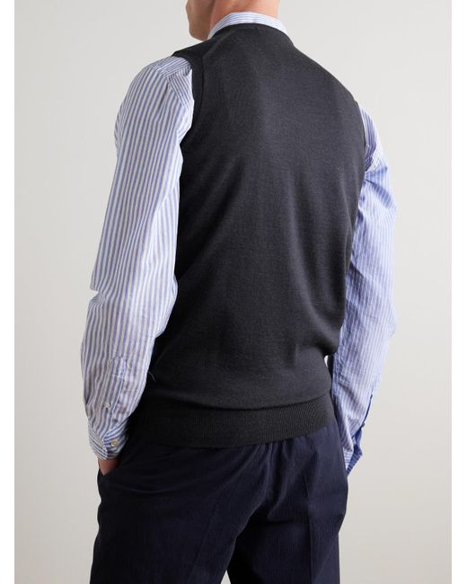 John Smedley Blue Hadfield Slim-Fit Merino Wool Sweater Vest for men