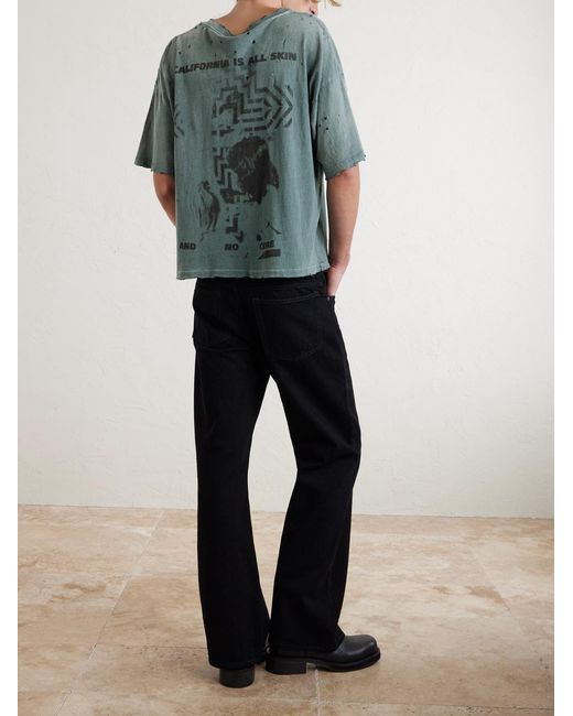 Enfants Riches Deprimes Blue Reverend Printed Distressed Cotton-Jersey T-Shirt for men