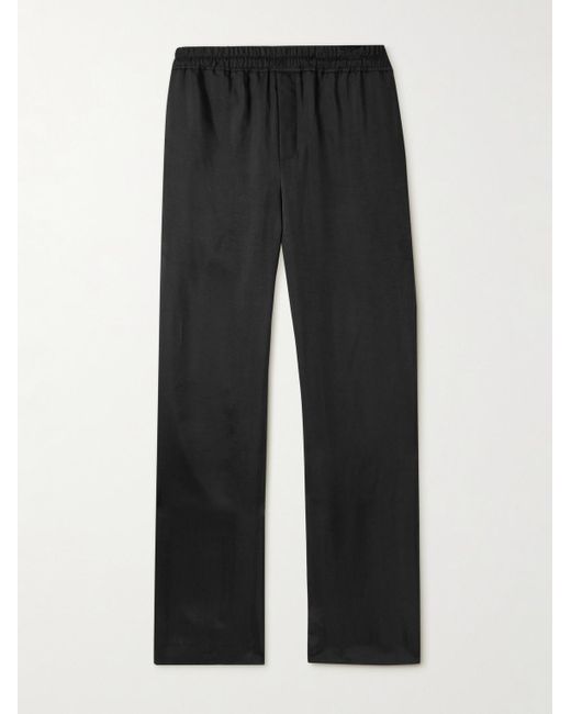 Saint Laurent Black Straight-leg Satin-twill Trousers for men