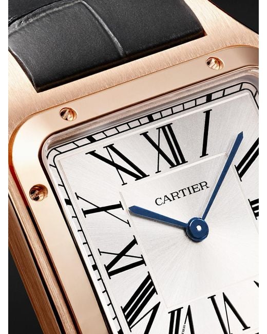 Cartier Black Santos-Dumont Large 18-Karat Rose Watch, Ref. Wgsa0116 for men