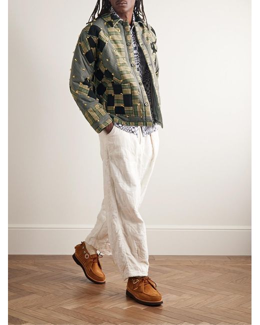 Bode Green Patchwork Corduroy-Trimmed Cotton Jacket for men