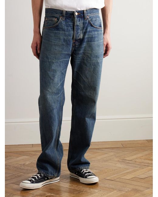 Nudie Jeans Blue Tuff Tony Straight-Leg Organic Jeans for men