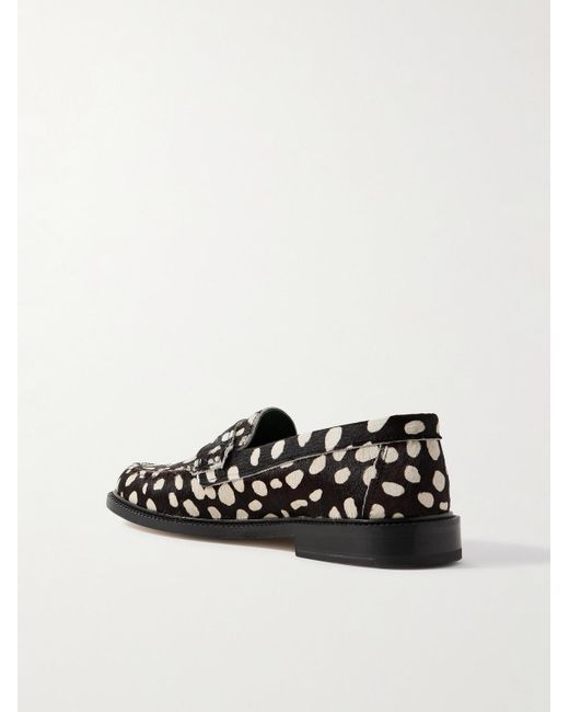VINNY'S Black Yardee Printed Calf Hair Penny Loafers for men
