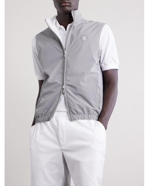 Brunello Cucinelli White Logo-Appliquéd Shell Golf Jacket for men