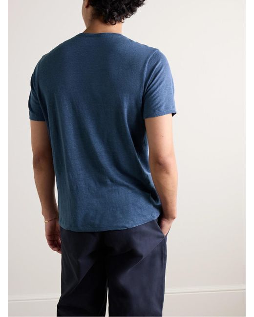 Hartford Blue Slub Linen T-shirt for men
