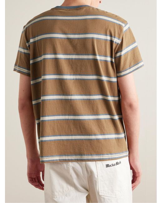 Nudie Jeans Brown Leffe Striped Slub Cotton-jersey T-shirt for men