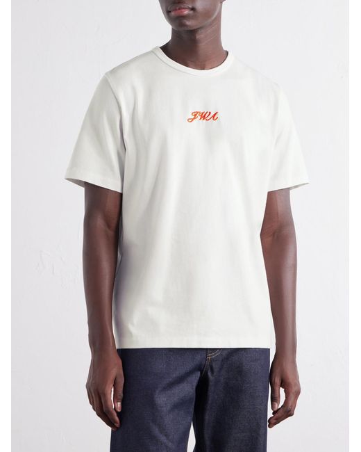 J.W. Anderson White Logo-Embroidered Cotton-Jersey T-Shirt for men
