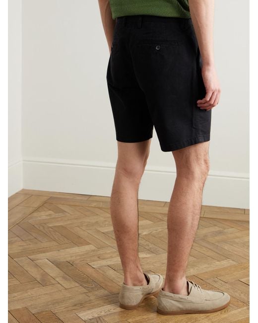 Mr P. Black Straight-Leg Garment-Dyed Cotton-Blend Twill Bermuda Shorts for men
