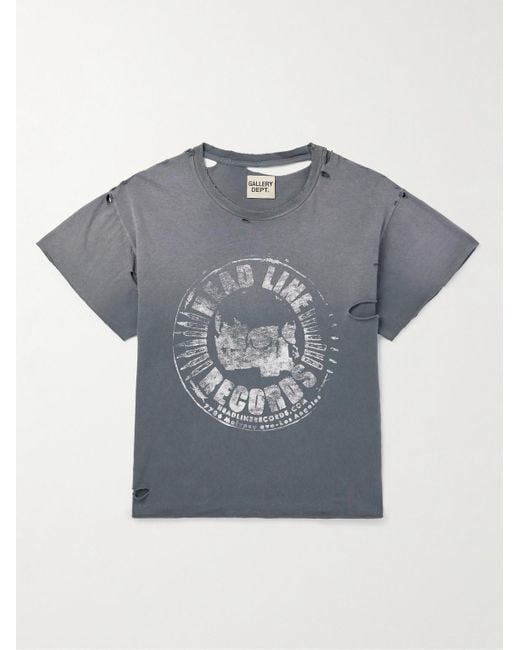 GALLERY DEPT. Gray Grailed Distressed Glittered Printed Cotton-Jersey T-Shirt for men