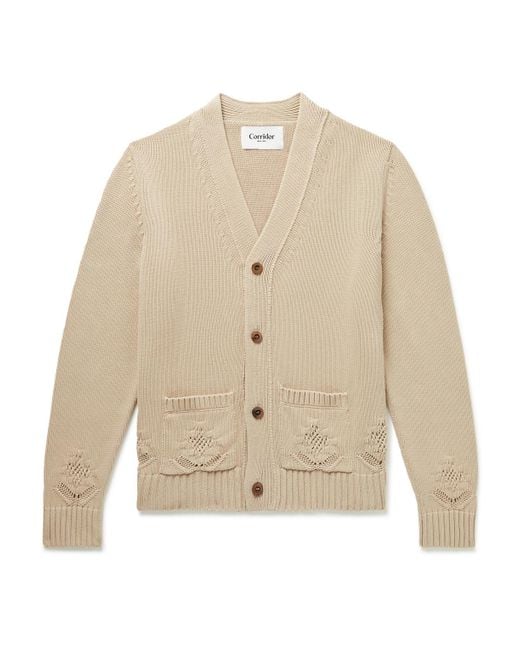 Corridor NYC Pointelle-detailed Cotton Cardigan in Natural for Men | Lyst