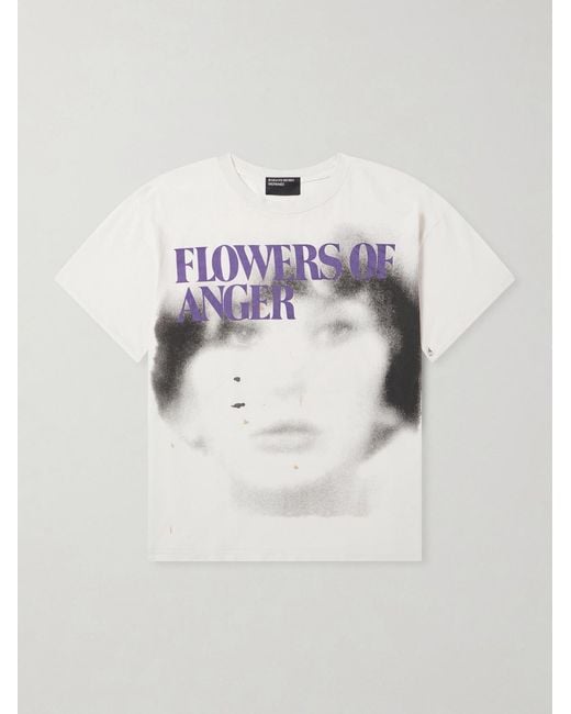 Enfants Riches Deprimes White Flowers Of Anger Printed Cotton-jersey T-shirt for men