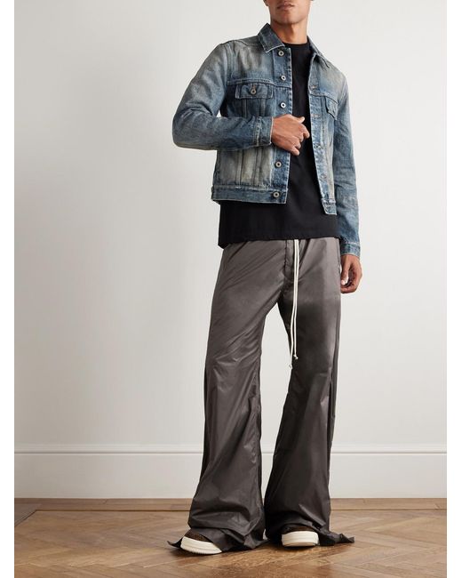 Rick Owens Blue Distressed Denim Trucker Jacket for men