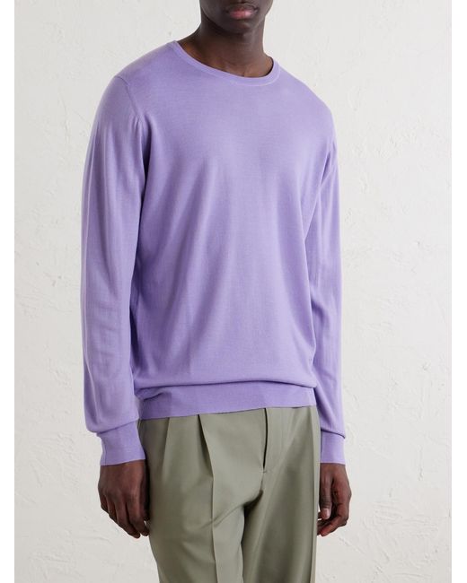 William Lockie Purple Virgin Wool Sweater for men
